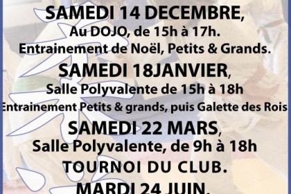 Nos dates pour la saison 2024 / 2025